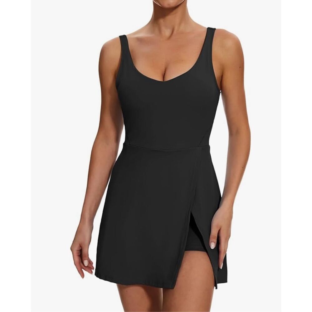 Amazon Black athletic dress built in shorts and bra size M